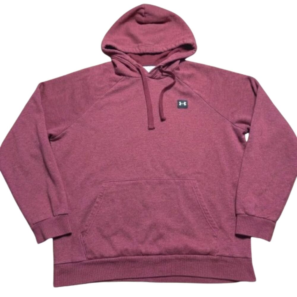 Under Armour Men's Medium Maroon Heathered Fleece Pullover Hoodie Sweatshirt